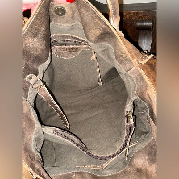 Bed Stu Leather Rockaway Shoulder Bag Crossbody Tote Taupe Driftwood $330 - Picture 10 of 14